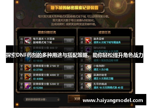 探索DNF药剂的多种用途与搭配策略，助你轻松提升角色战力